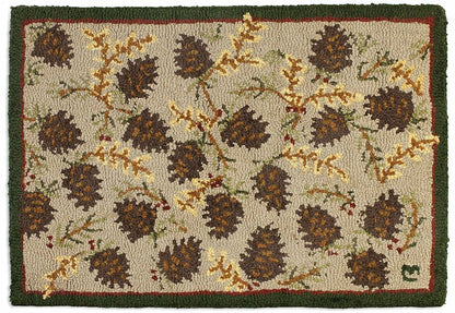 Northwoods Cones Hooked Wool Rug | Plow & Hearth