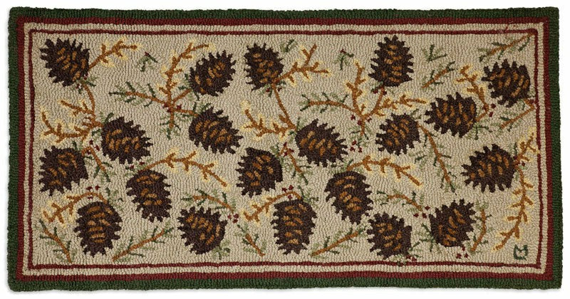 Northwoods Cones Hooked Wool Rug | Plow & Hearth