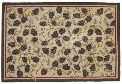 Northwoods Cones Hooked Wool Rug | Plow & Hearth