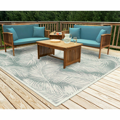 Liora Manne Carmel Fronds Indoor/Outdoor Area Rug Aqua | Plow & Hearth