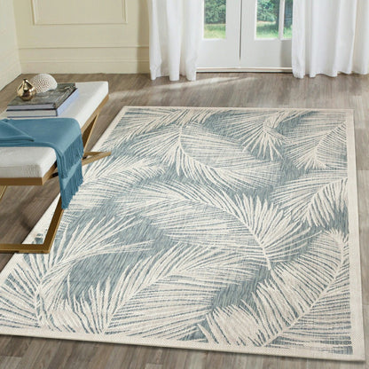 Liora Manne Carmel Fronds Indoor/Outdoor Area Rug Aqua | Plow & Hearth