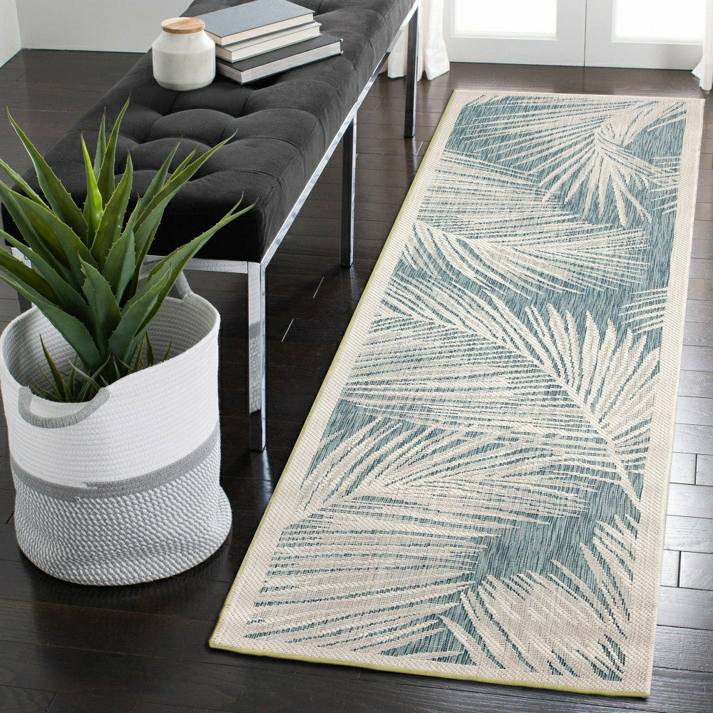 Liora Manne Carmel Fronds Indoor/Outdoor Area Rug Aqua | Plow & Hearth