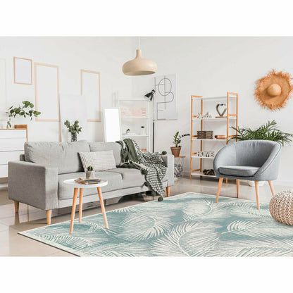 Liora Manne Carmel Fronds Indoor/Outdoor Area Rug Aqua | Plow & Hearth