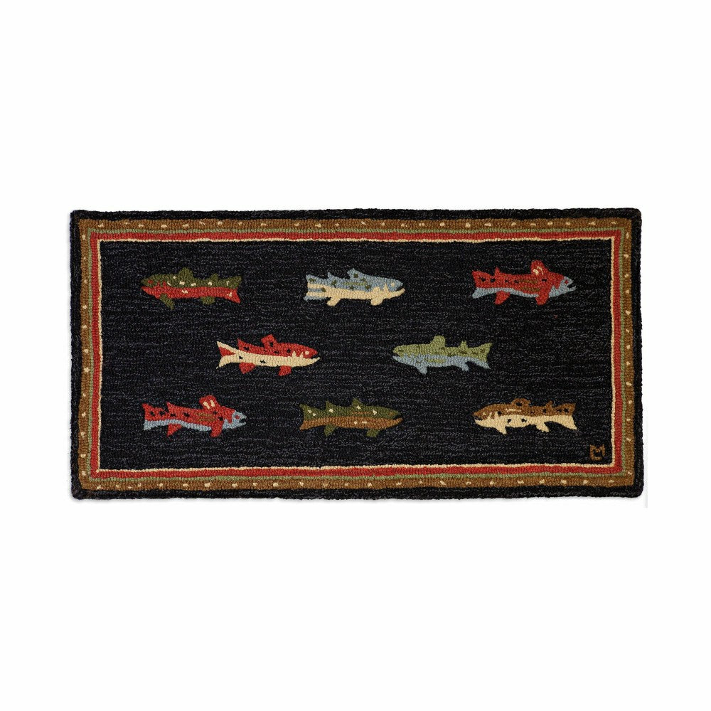 River Fish Hand-Hooked Wool Accent Rug | Plow & Hearth
