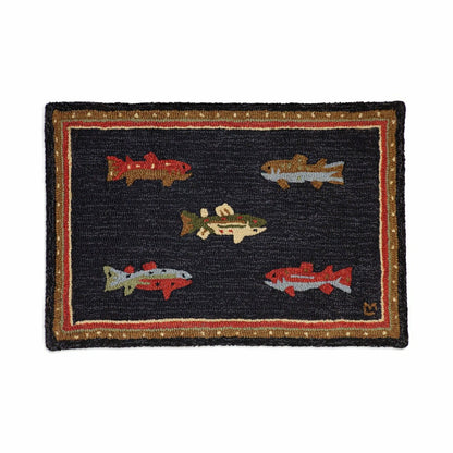 River Fish Hand-Hooked Wool Accent Rug | Plow & Hearth