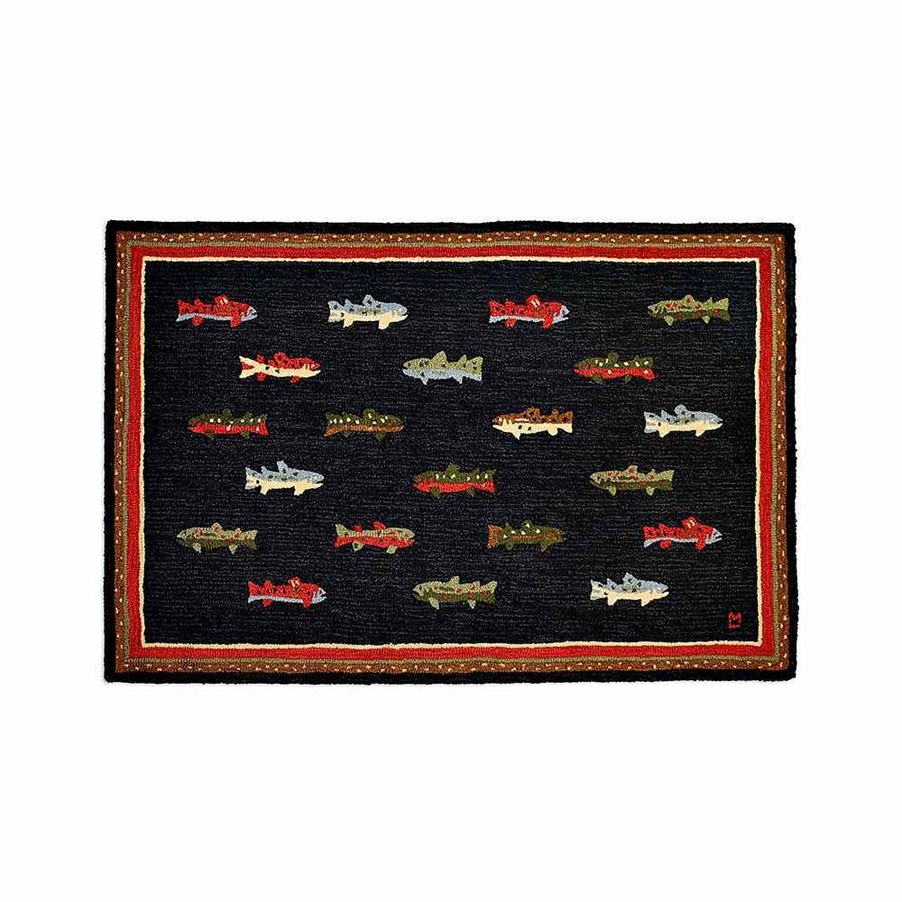 River Fish Hand-Hooked Wool Accent Rug | Plow & Hearth