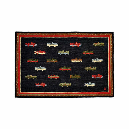 River Fish Hand-Hooked Wool Accent Rug | Plow & Hearth