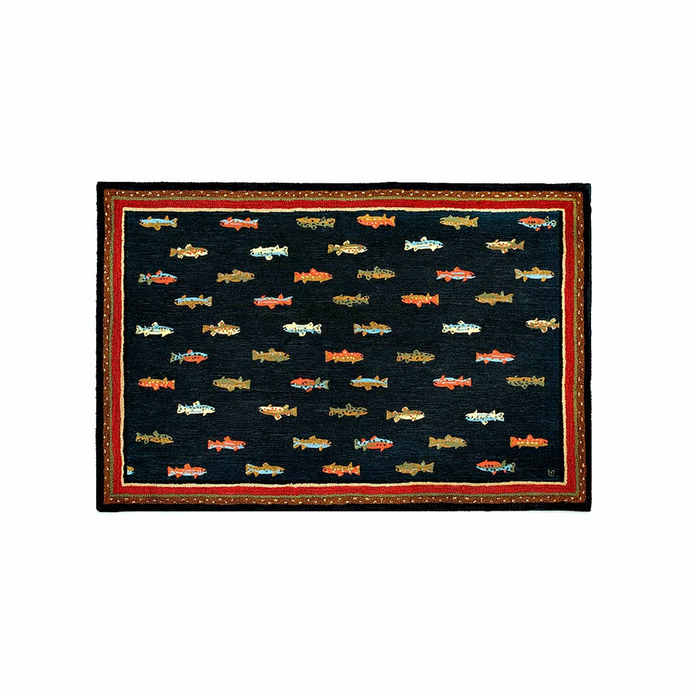 River Fish Hand-Hooked Wool Accent Rug | Plow & Hearth