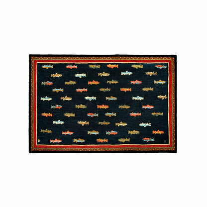 River Fish Hand-Hooked Wool Accent Rug | Plow & Hearth
