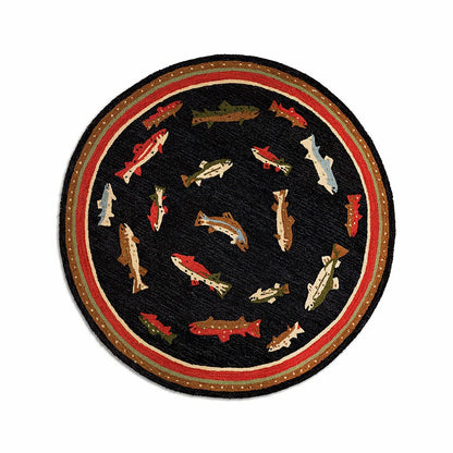 River Fish Hand-Hooked Wool Accent Rug | Plow & Hearth