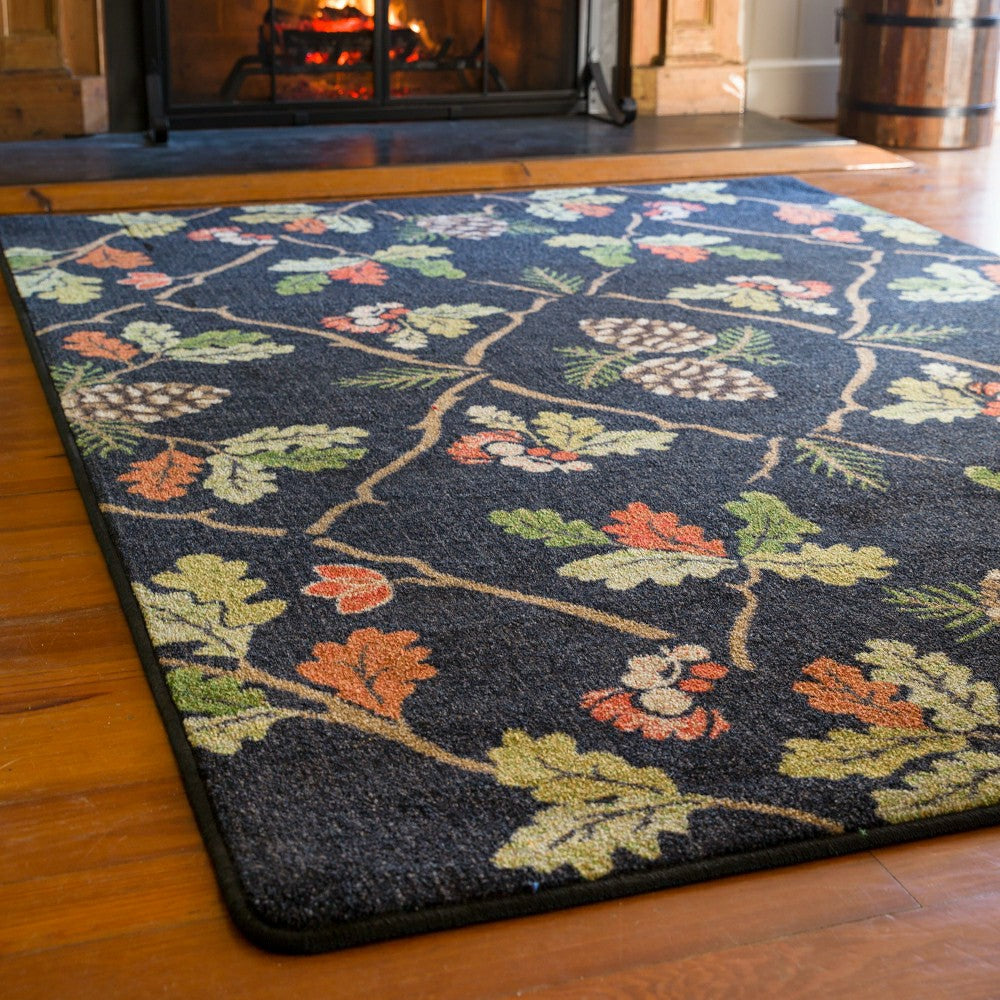 Oakwood Pine Cone and Oak Leaf Rug, 7'8" x 10'9" | Plow & Hearth