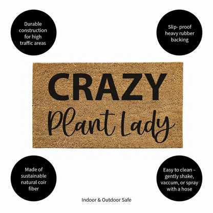 Crazy Plant Lady Coir Mat | Plow & Hearth