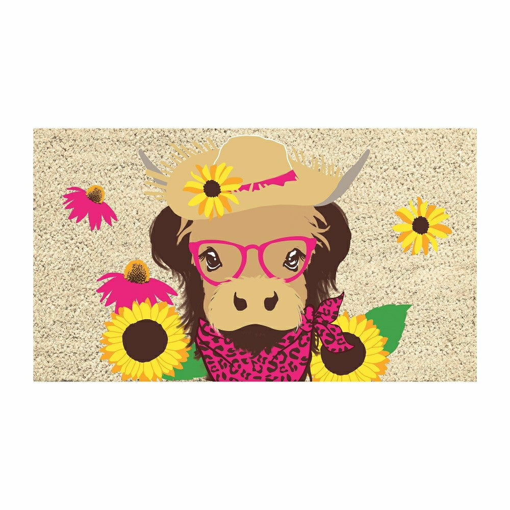 Summer Highland Cow Coir Mat | Plow & Hearth