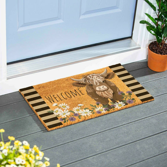 Petal & Plow Highland, Cow Coir Mat 28"x16" | Plow & Hearth