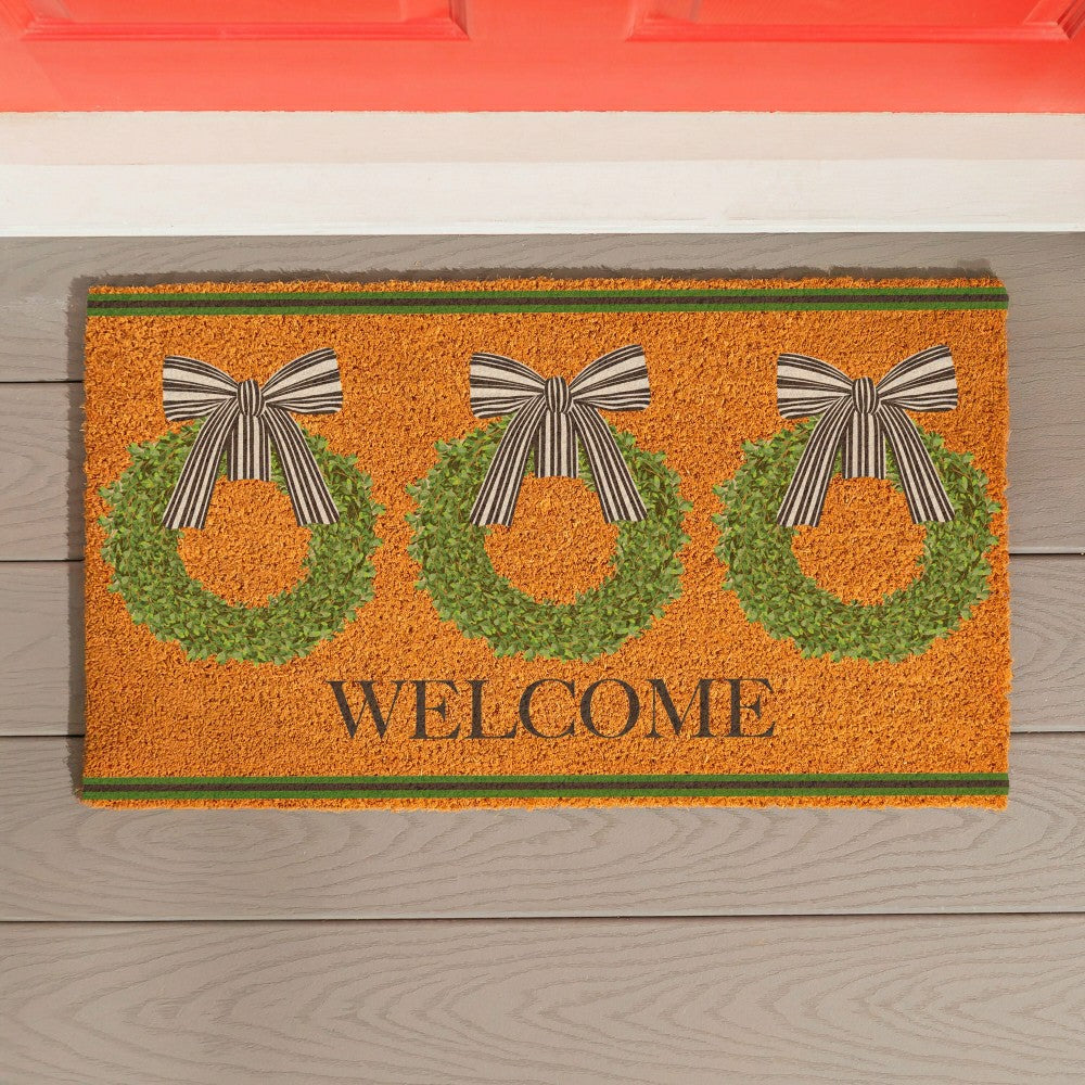 Boxwood Wreaths Coir Mat | Plow & Hearth