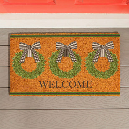 Boxwood Wreaths Coir Mat | Plow & Hearth