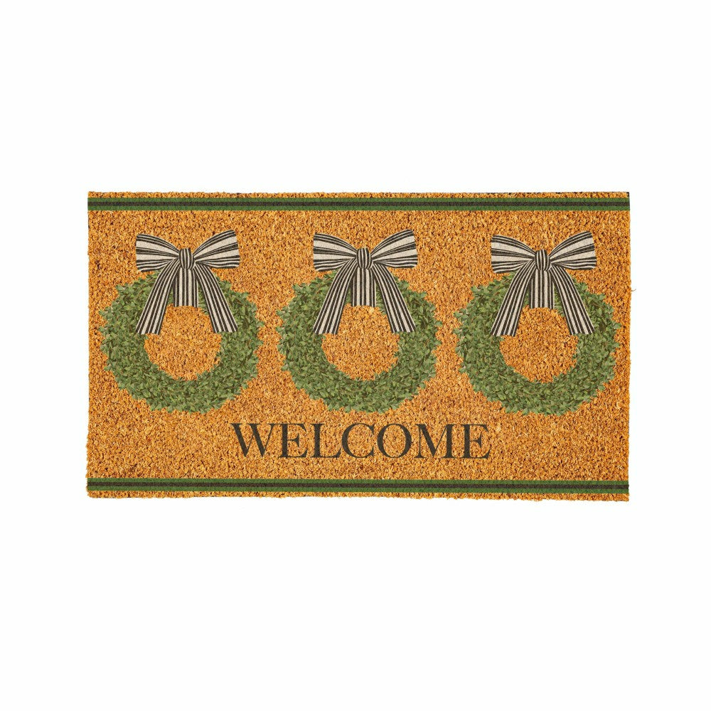 Boxwood Wreaths Coir Mat | Plow & Hearth