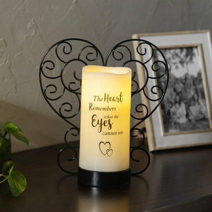 Memorial LED Candle with Flickering Flame and Heart Metal Base, Heart  | Plow & Hearth