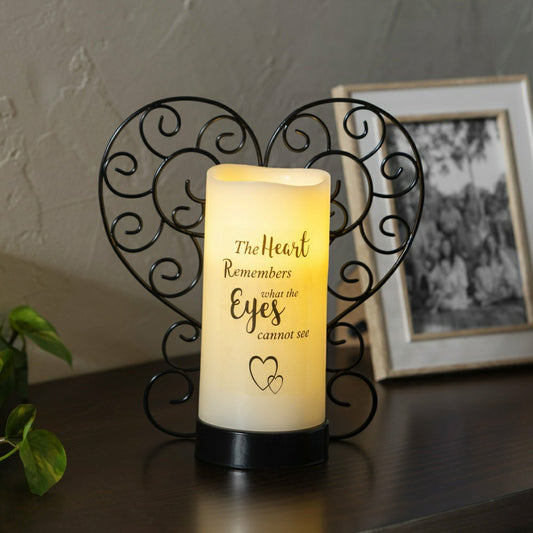 Memorial LED Candle with Flickering Flame and Heart Metal Base, Heart  | Plow & Hearth