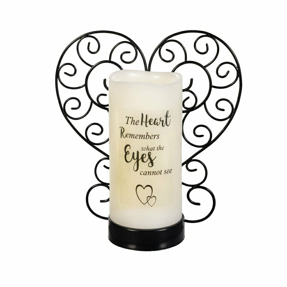 Memorial LED Candle with Flickering Flame and Heart Metal Base, Heart  | Plow & Hearth