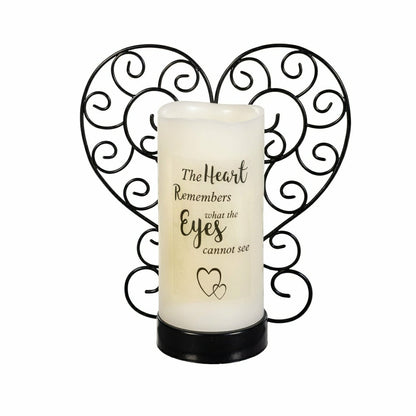 Memorial LED Candle with Flickering Flame and Heart Metal Base, Heart  | Plow & Hearth