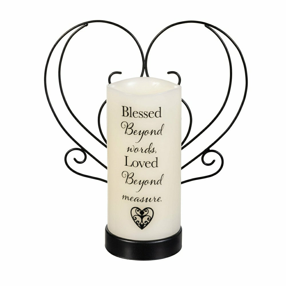 Simple Blessings LED Candle with Flickering Flame and Heart Metal Base | Plow & Hearth