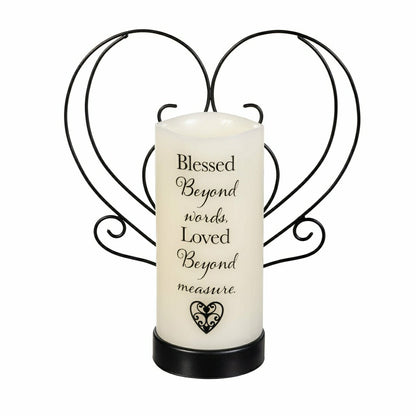 Simple Blessings LED Candle with Flickering Flame and Heart Metal Base | Plow & Hearth