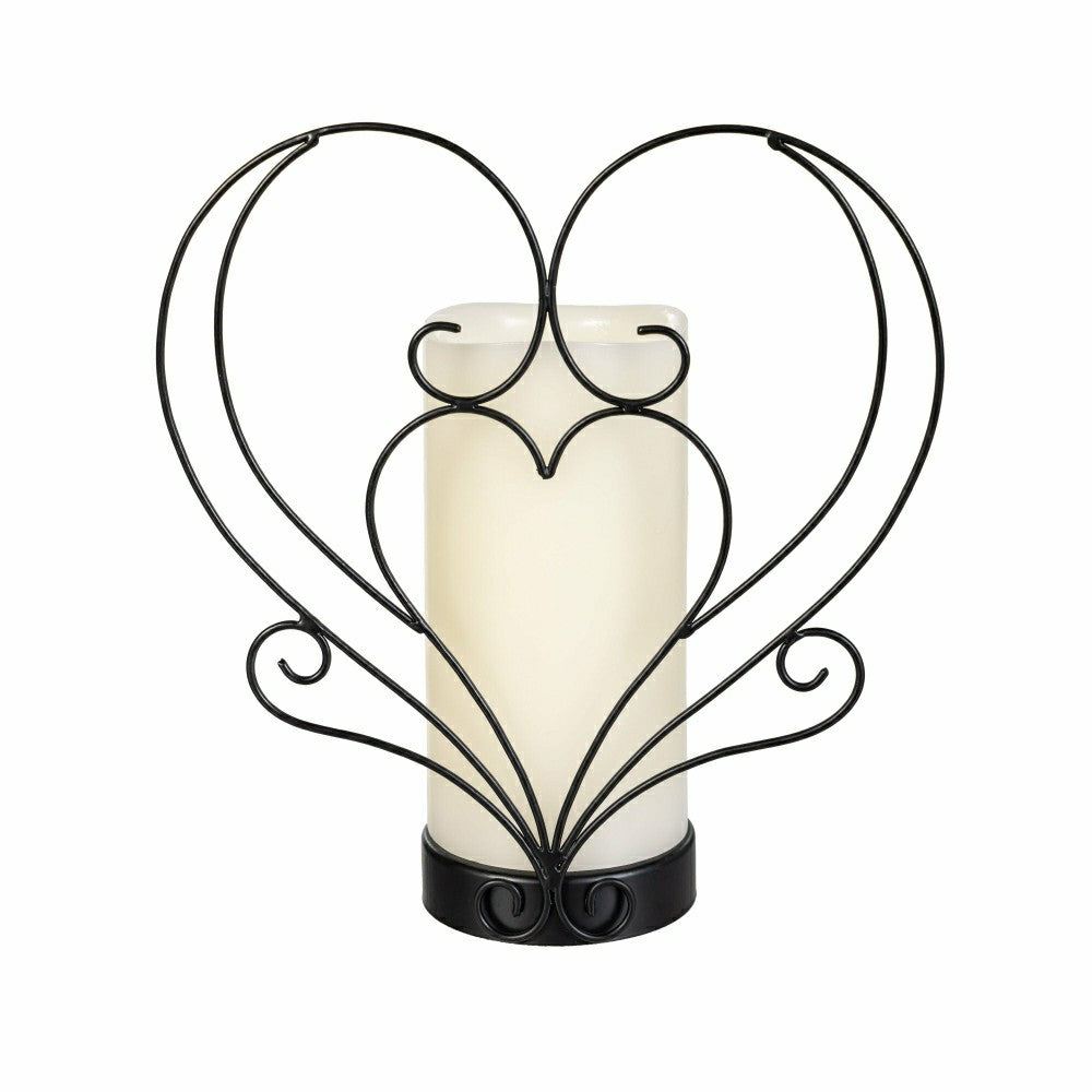 Simple Blessings LED Candle with Flickering Flame and Heart Metal Base | Plow & Hearth