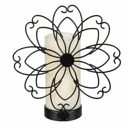 Simple Blessings LED Candle with Flickering Flame and Floral Metal Hol | Plow & Hearth