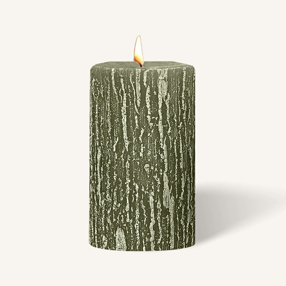 Timberline Pillar Candles - Olive Green - 6 Pack | Plow & Hearth