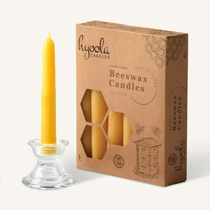 Yellow Beeswax Candles- 5 Hours - 12 Pack | Plow & Hearth