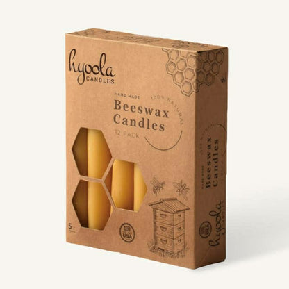 Yellow Beeswax Candles- 5 Hours - 12 Pack | Plow & Hearth