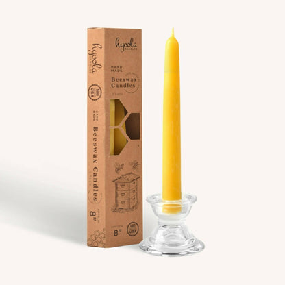 Yellow Beeswax Candles - 8 inch - 4 Pack | Plow & Hearth