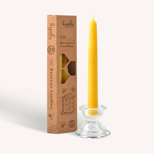 Yellow Beeswax Candles - 8 inch - 4 Pack | Plow & Hearth