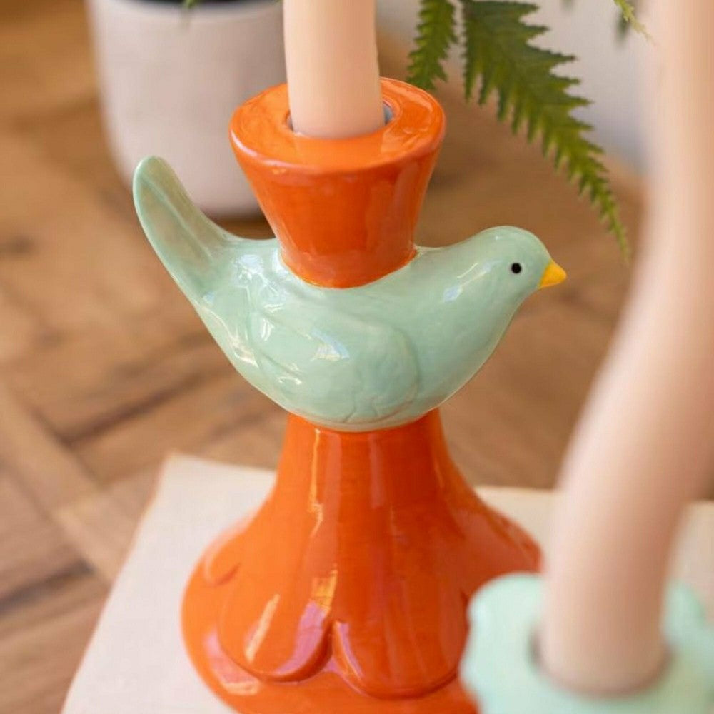 Ceramic Bird Tapered Candle Holder, Set of 5 | Plow & Hearth