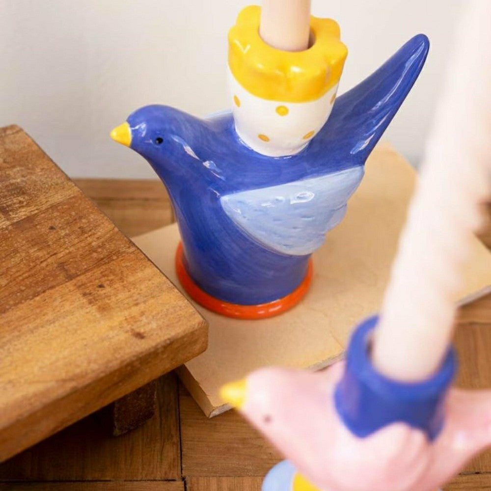 Ceramic Bird Tapered Candle Holder, Set of 5 | Plow & Hearth