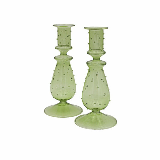 Set of 2 Olive Grove Dotty Candle Holders | Plow & Hearth