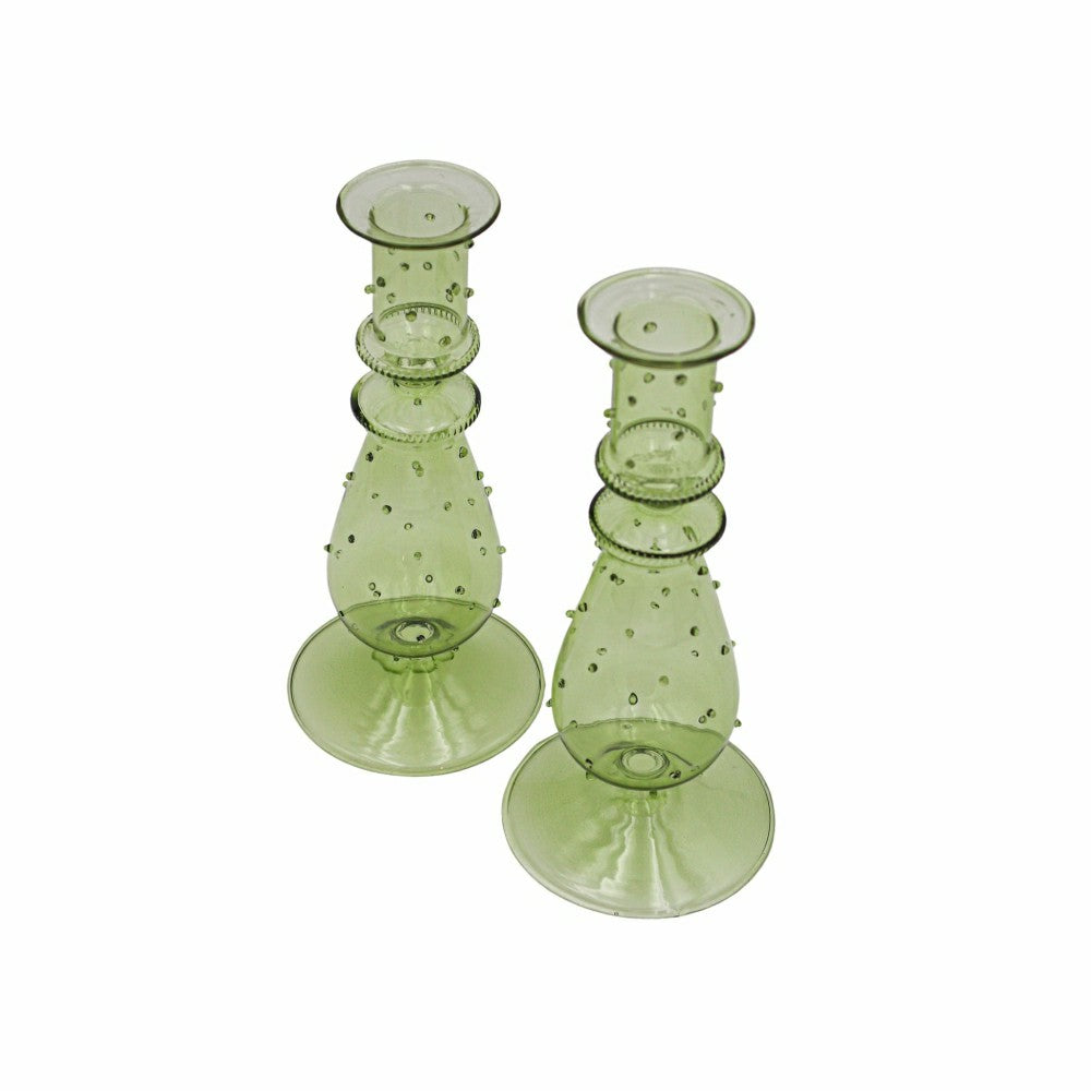 Set of 2 Olive Grove Dotty Candle Holders | Plow & Hearth