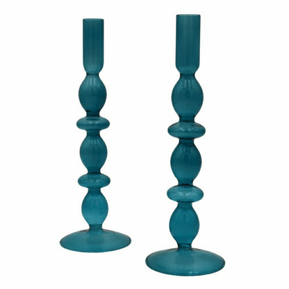 Azure Blue Candle Holder - Pair | Plow & Hearth