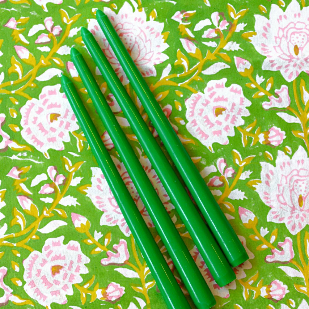 24 Extra Tall Grass Green Taper Candle - 6 Packs of 4 | Plow & Hearth