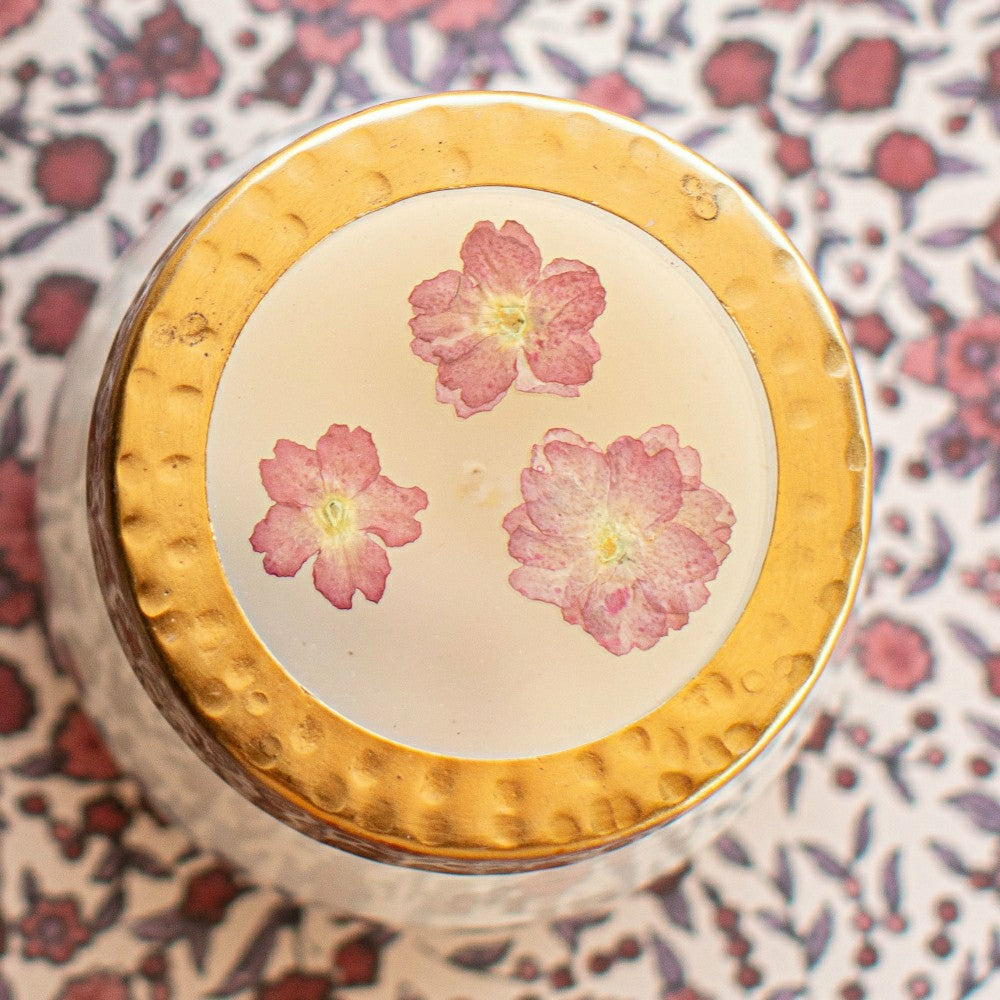 Petite Pressed Floral Candle - Spicy Apple | Plow & Hearth