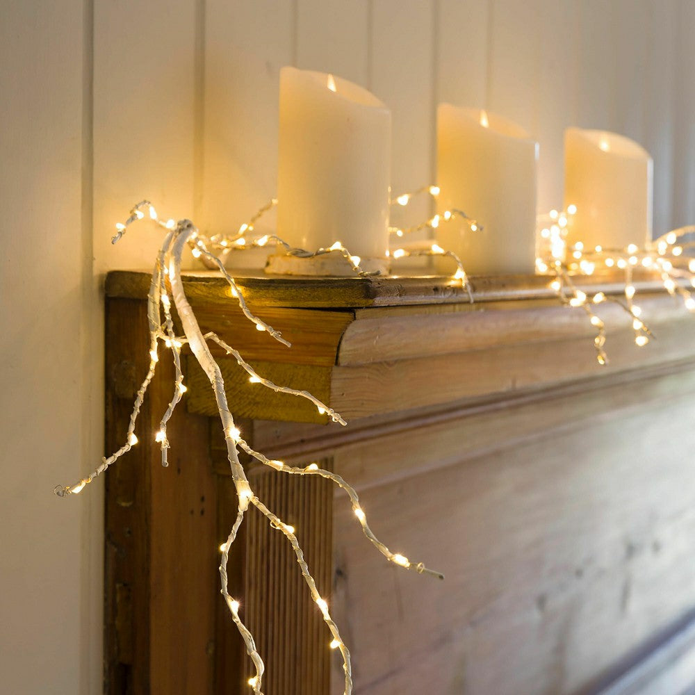 Indoor/Outdoor Birch Lighted Garland with 48 Lights Battery Operated,  | Plow & Hearth