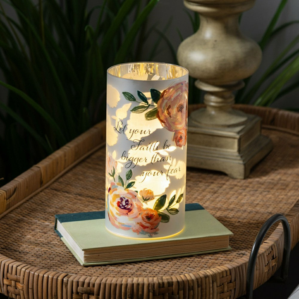 Simple Blessings LED Table Decor Glass Lasercut, 8"H | Plow & Hearth