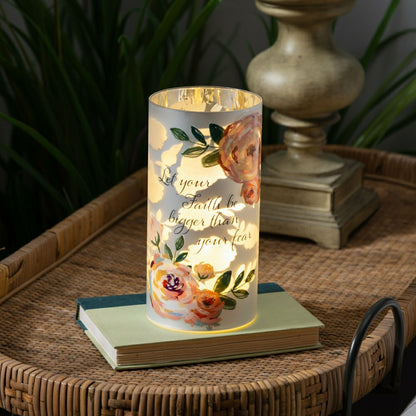 Simple Blessings LED Table Decor Glass Lasercut, 8"H | Plow & Hearth