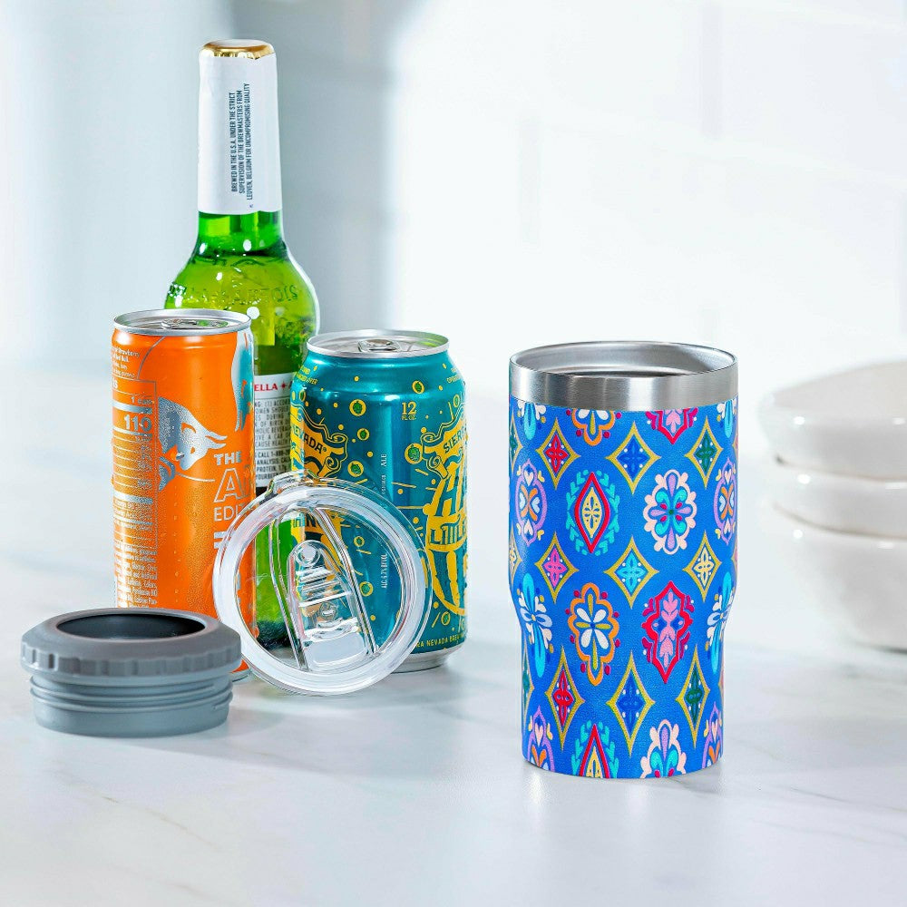 Geometric Tapestry Stainless Steel Quatre Chiller with Silicone Cap an | Plow & Hearth