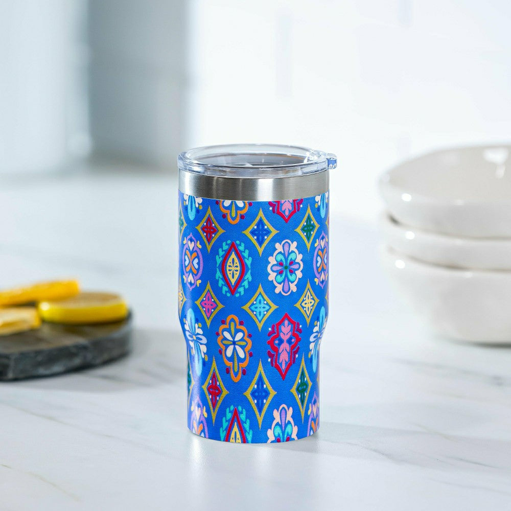 Geometric Tapestry Stainless Steel Quatre Chiller with Silicone Cap an | Plow & Hearth
