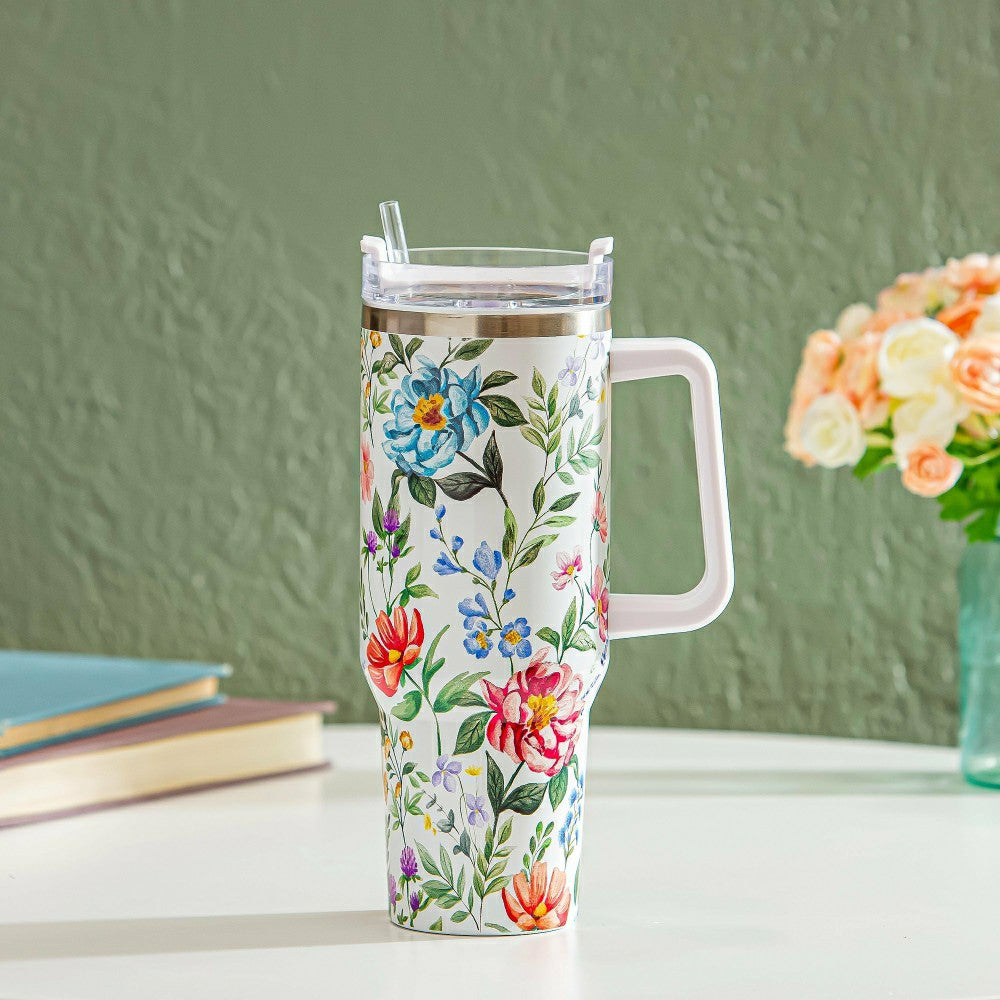 Floral Dance Canyon Cup, Double Wall Stainless Steel w/ Straw, 40oz, Gift Box | Plow & Hearth