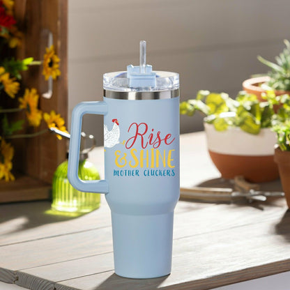 Rise & Shine Chicken Canyon Cup, Double Wall Stainless Steel w/ Straw, | Plow & Hearth
