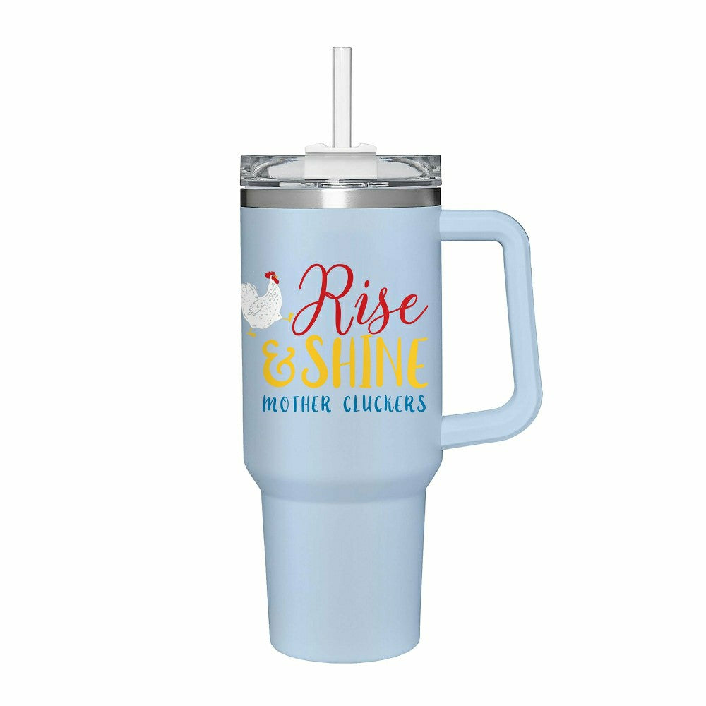 Rise & Shine Chicken Canyon Cup, Double Wall Stainless Steel w/ Straw, | Plow & Hearth