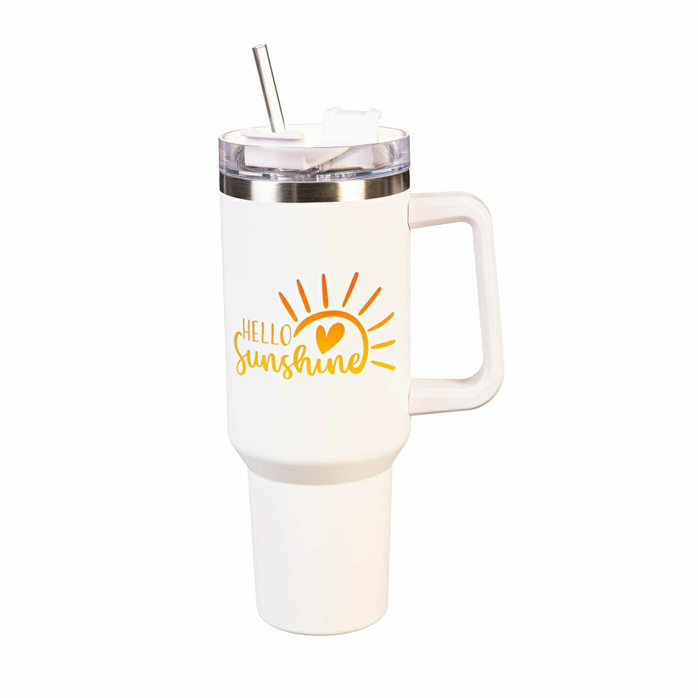 Tumbler Stainless-Steel Canyon Cup w/ Straw, Hello Sunshine, 40oz, Gif | Plow & Hearth